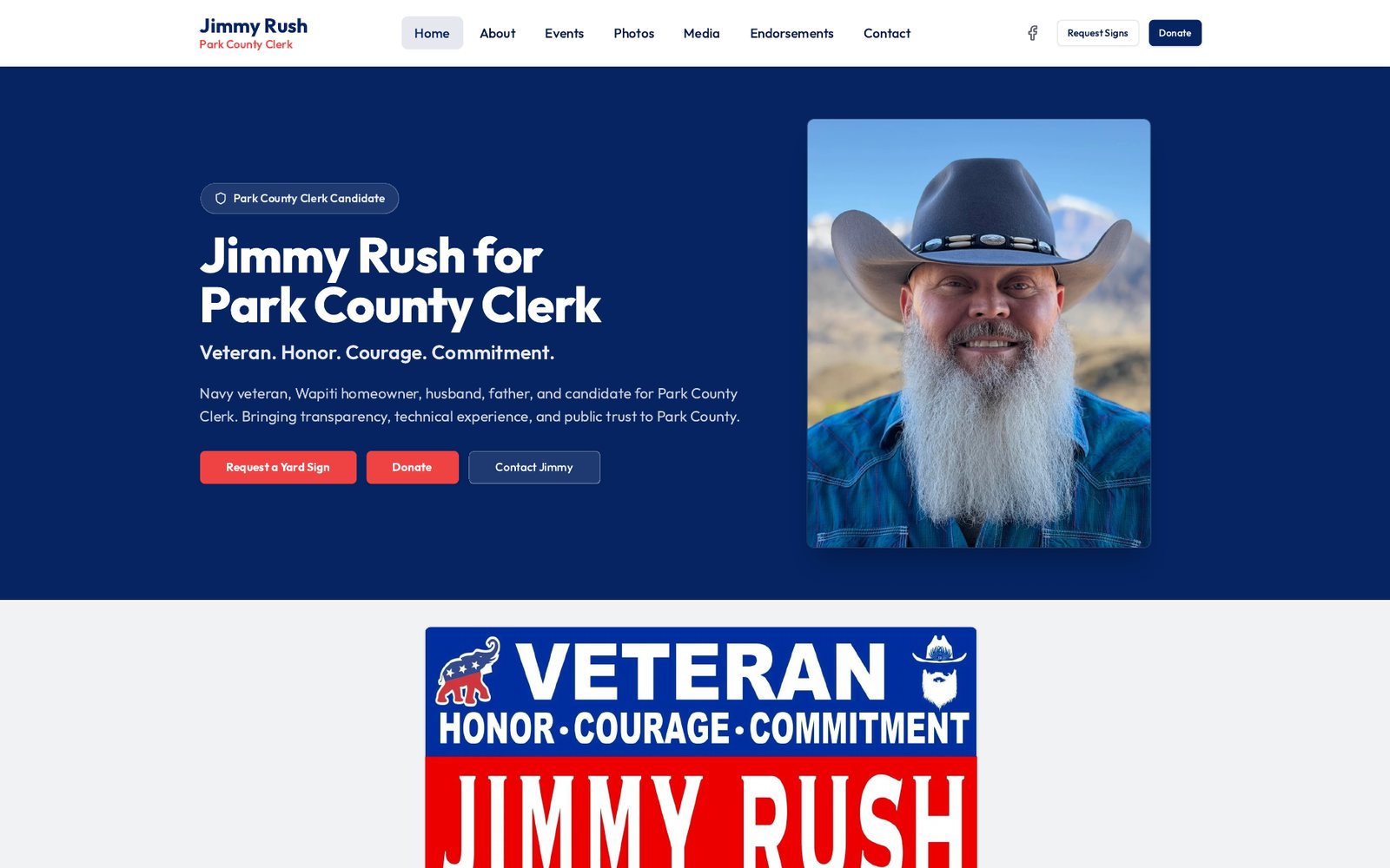 Vista previa del sitio de campaña Jimmy Rush